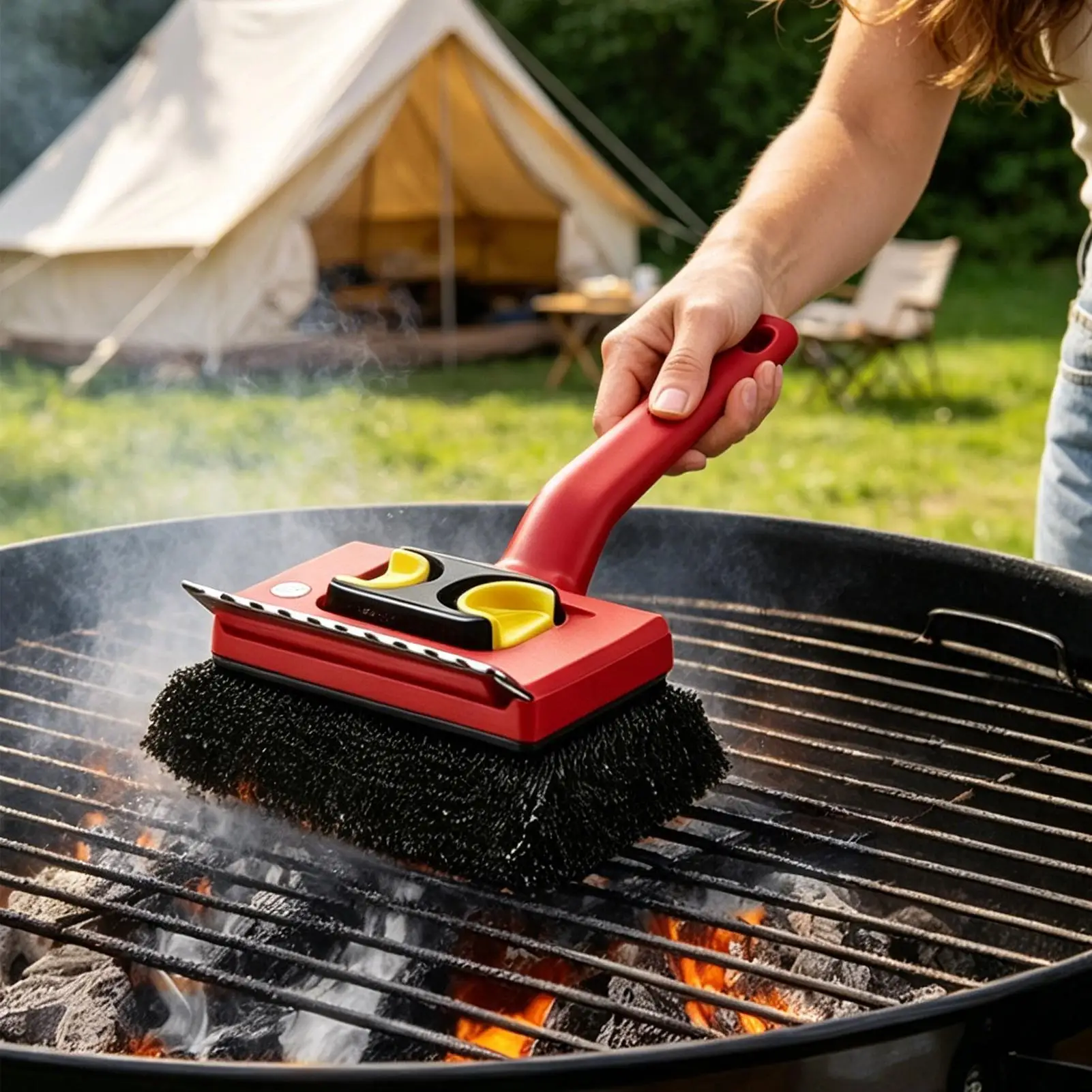 Outdoor Power Grill - 긴 손잡이 전기 그릴 브러시, 흘러내림