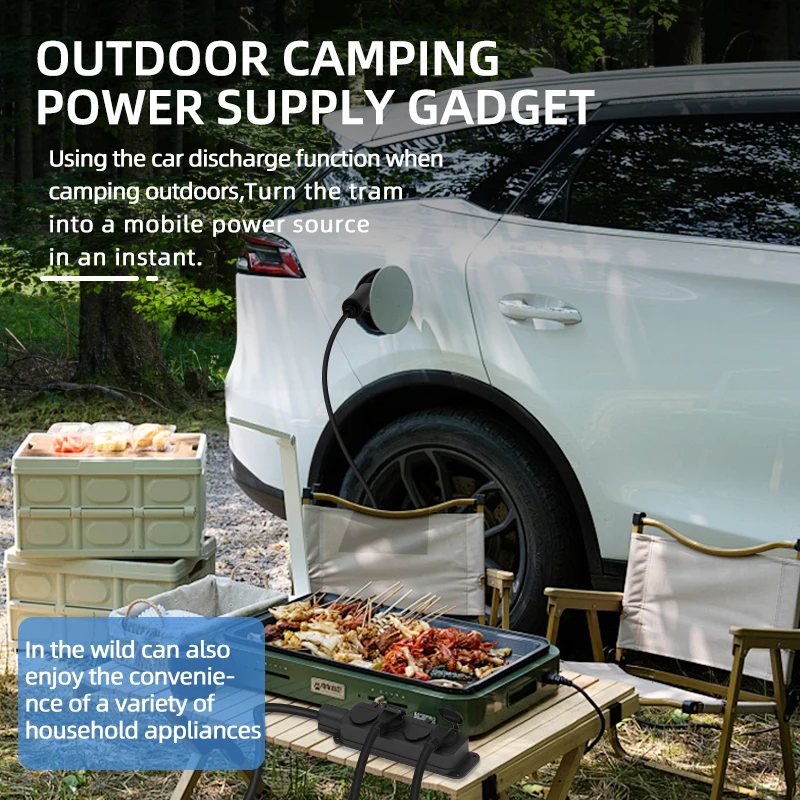 휴대용 16A 4KW V2L 케이블 전기차 측면 방전  - Outdoor Power Vac 리뷰 및 가격