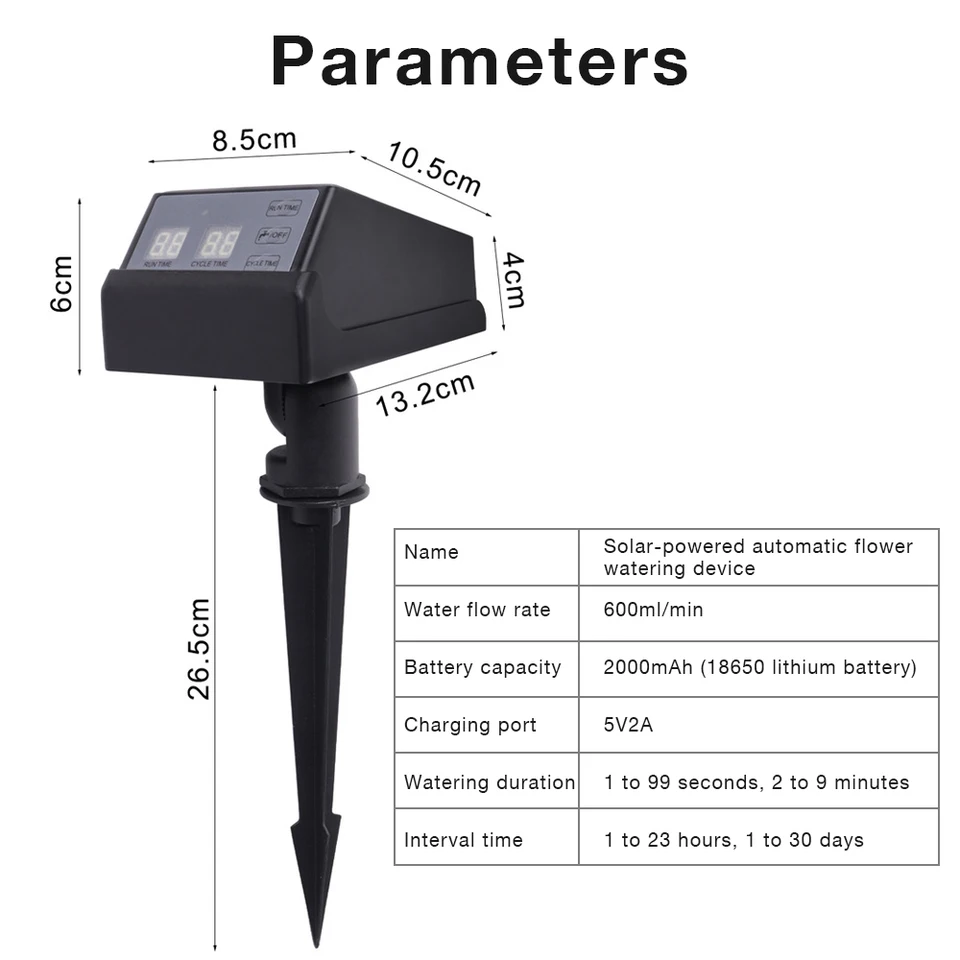 새로운 태양열 관개 타이머 자동 야외 정원 급수 시스템 - Outdoor Power Timer 리뷰 및 가격